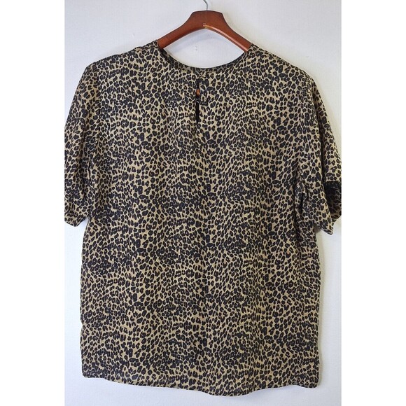Vtg QUO-SILK 100% Silk Leopard Print Animal Print Top Women's Sz M Cottage Core - Picture 8 of 8
